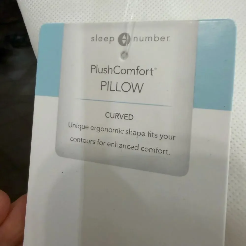 Sleep Number Plush Comfort Curved Pillow NEW With Protective Bag White Gray